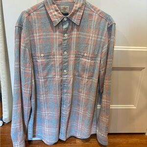 Faherty Chambray Workshirt, Coral Bay Plaid, Medium, Like New